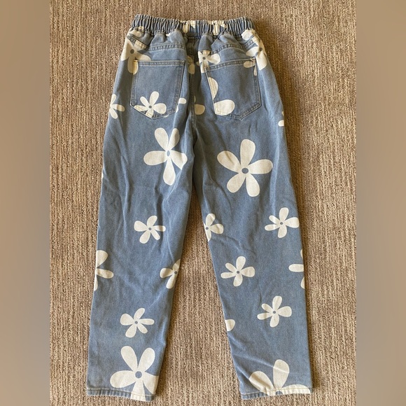 Blue Floral Print Jeans - Picture 3 of 7
